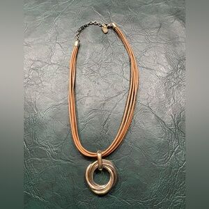 Lauren Ralph Lauren Multi-Row Leather Cord Knot Pendant Necklace, 16" + 3"